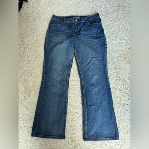 Maurices Dark Blue Flare Curvy Jeans Long